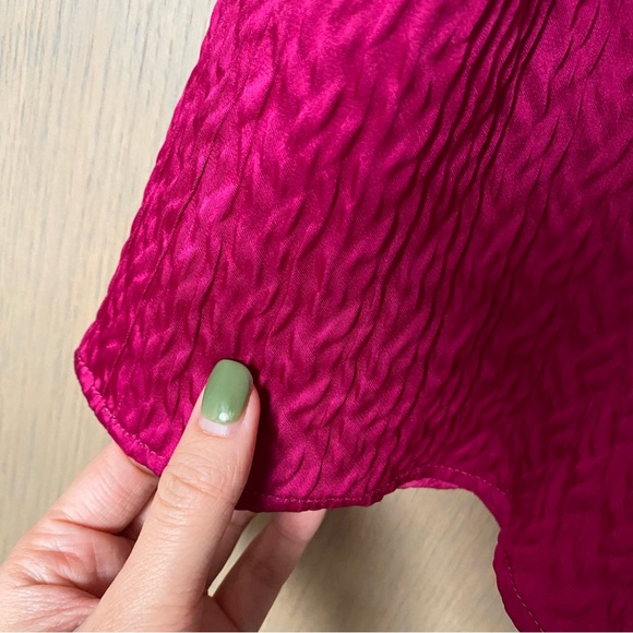 Sezane edition tamara voluminous puff sleeve mini dress fuchsia magenta pink - Picture 5 of 8